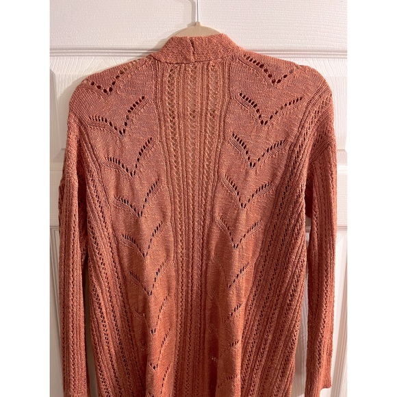 💫Republic brand Knit Crochet Long Sleeve Coral Color Cardigan Sweater (L)💫 - Picture 3 of 6